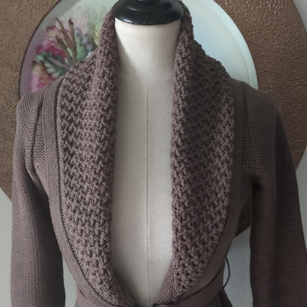 Brown Knit Women's Cardigan Sweater